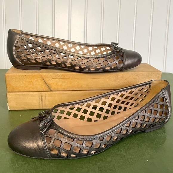 French Soles (FS/NY) Laser Cut Metallic Leather Flats